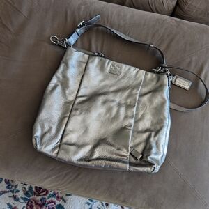 Coach Silver Shoulder Bag with Slouchy Design